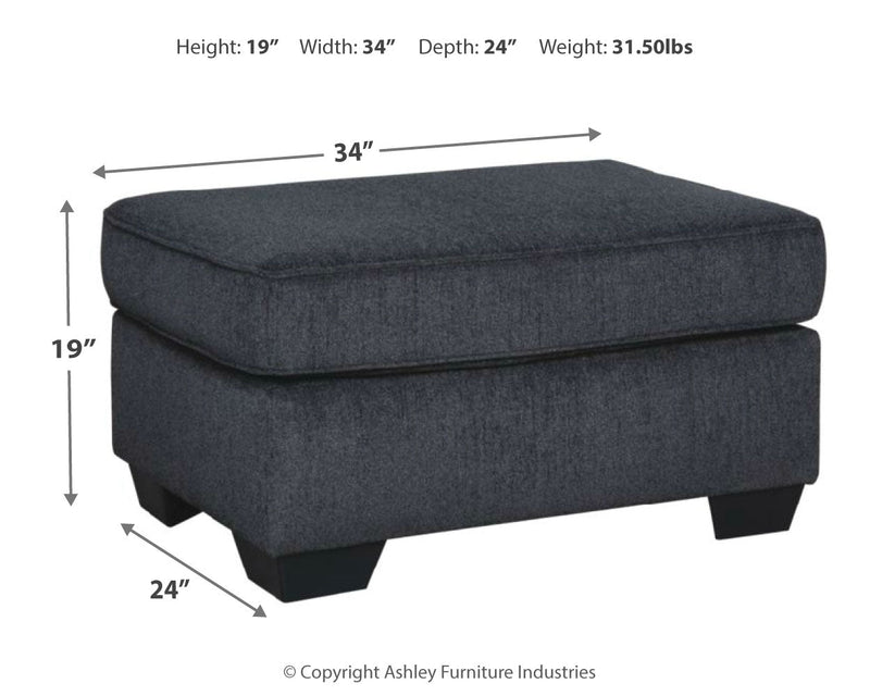 Altari Slate Chenille Ottoman