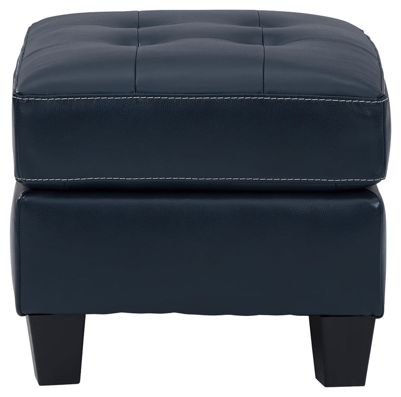 Altonbury Blue Leather Ottoman