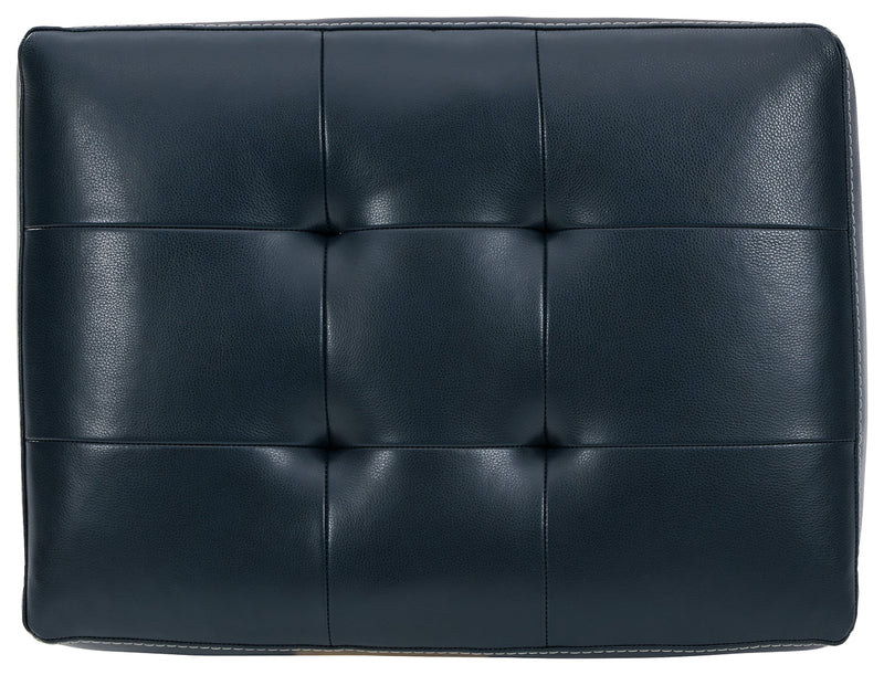 Altonbury Blue Leather Ottoman