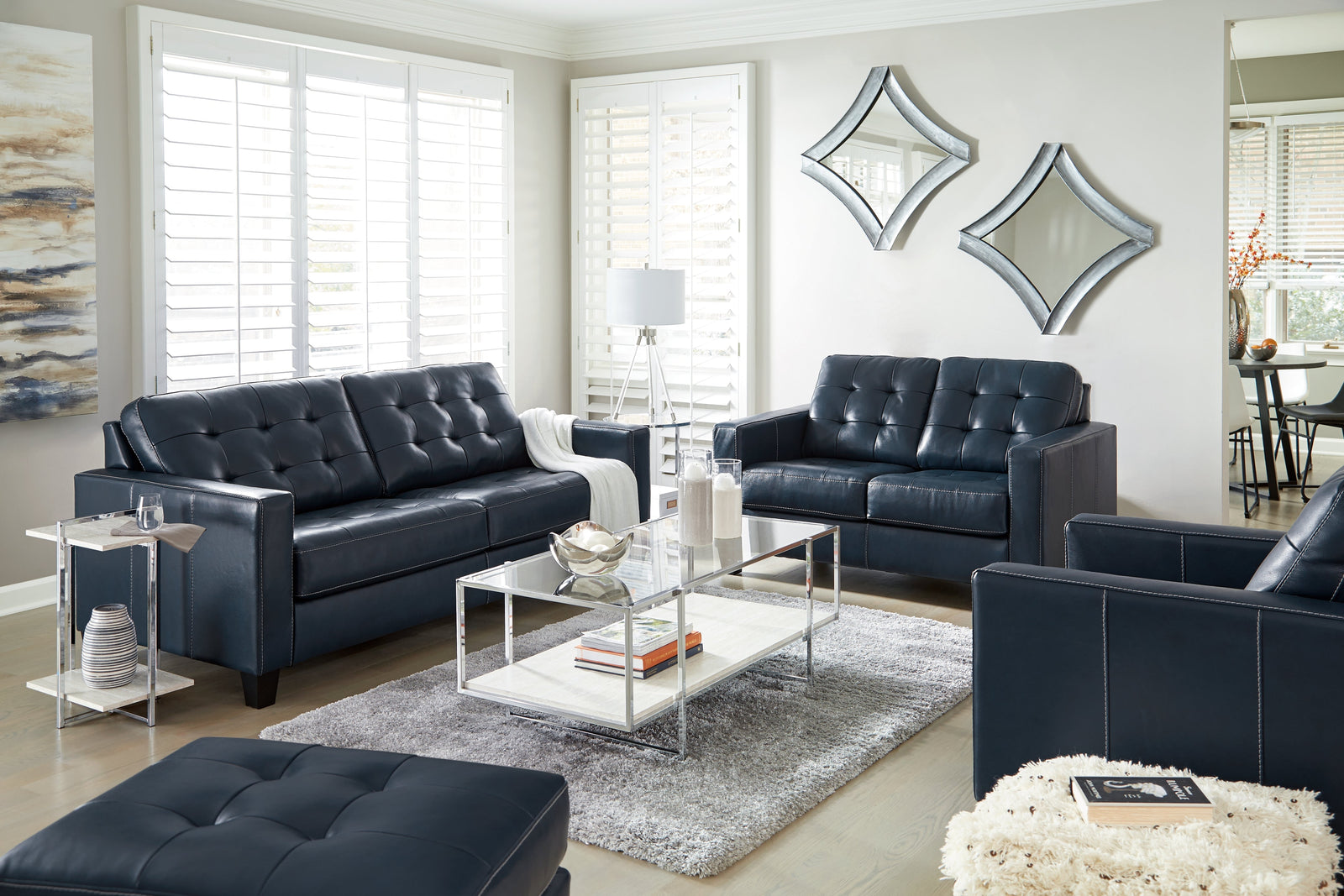 Altonbury Blue Sofa Loveseat Chair And Ottoman