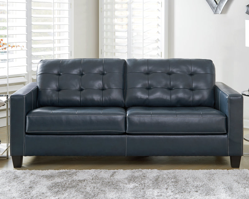 Altonbury Blue Leather Queen Sofa Sleeper