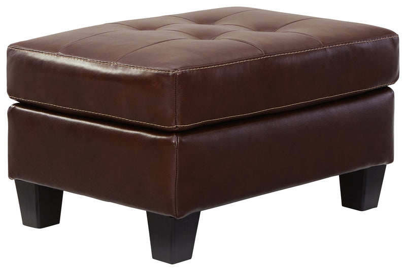 Altonbury Walnut Leather Ottoman