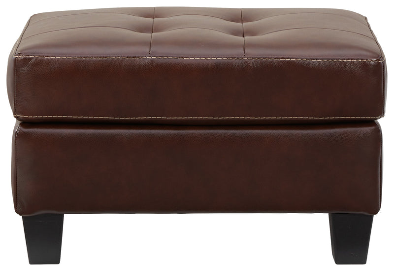 Altonbury Walnut Leather Ottoman