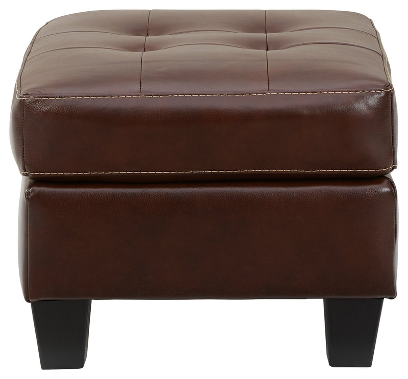 Altonbury Walnut Leather Ottoman