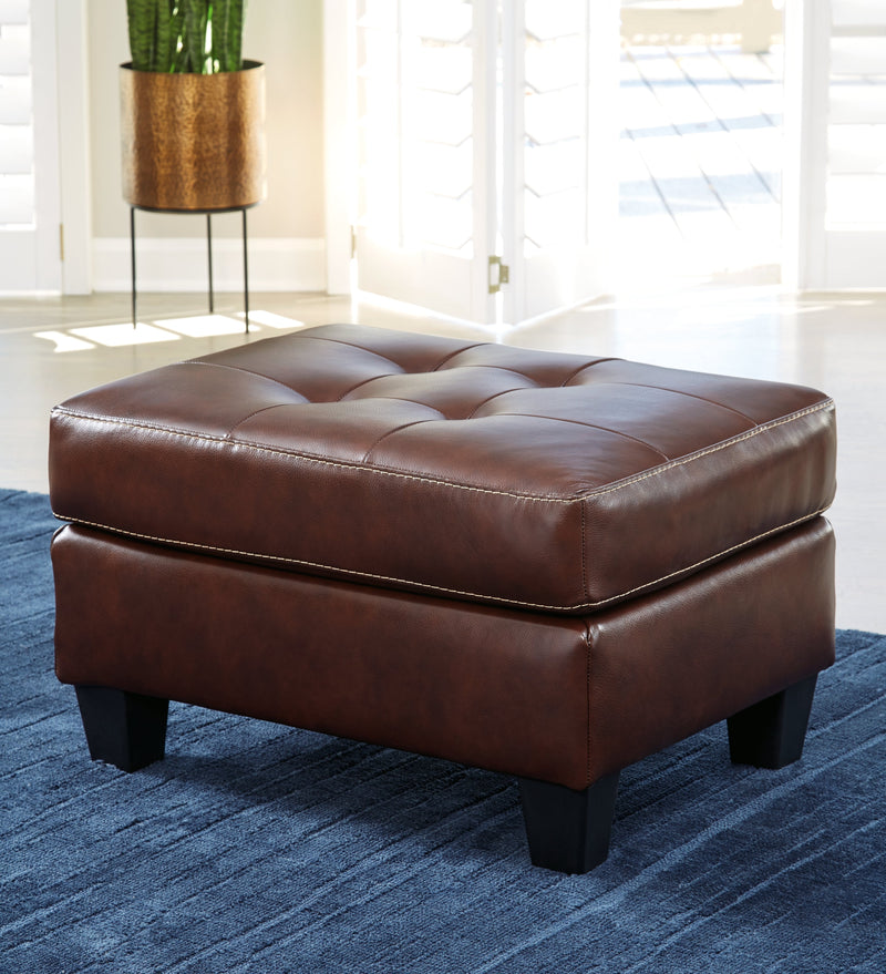 Altonbury Walnut Leather Ottoman