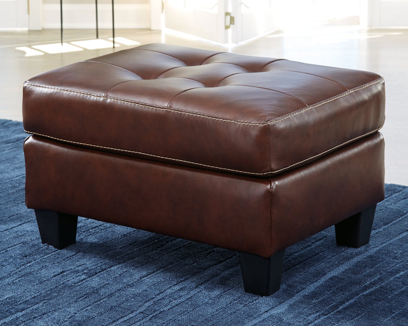 Altonbury Walnut Leather Ottoman