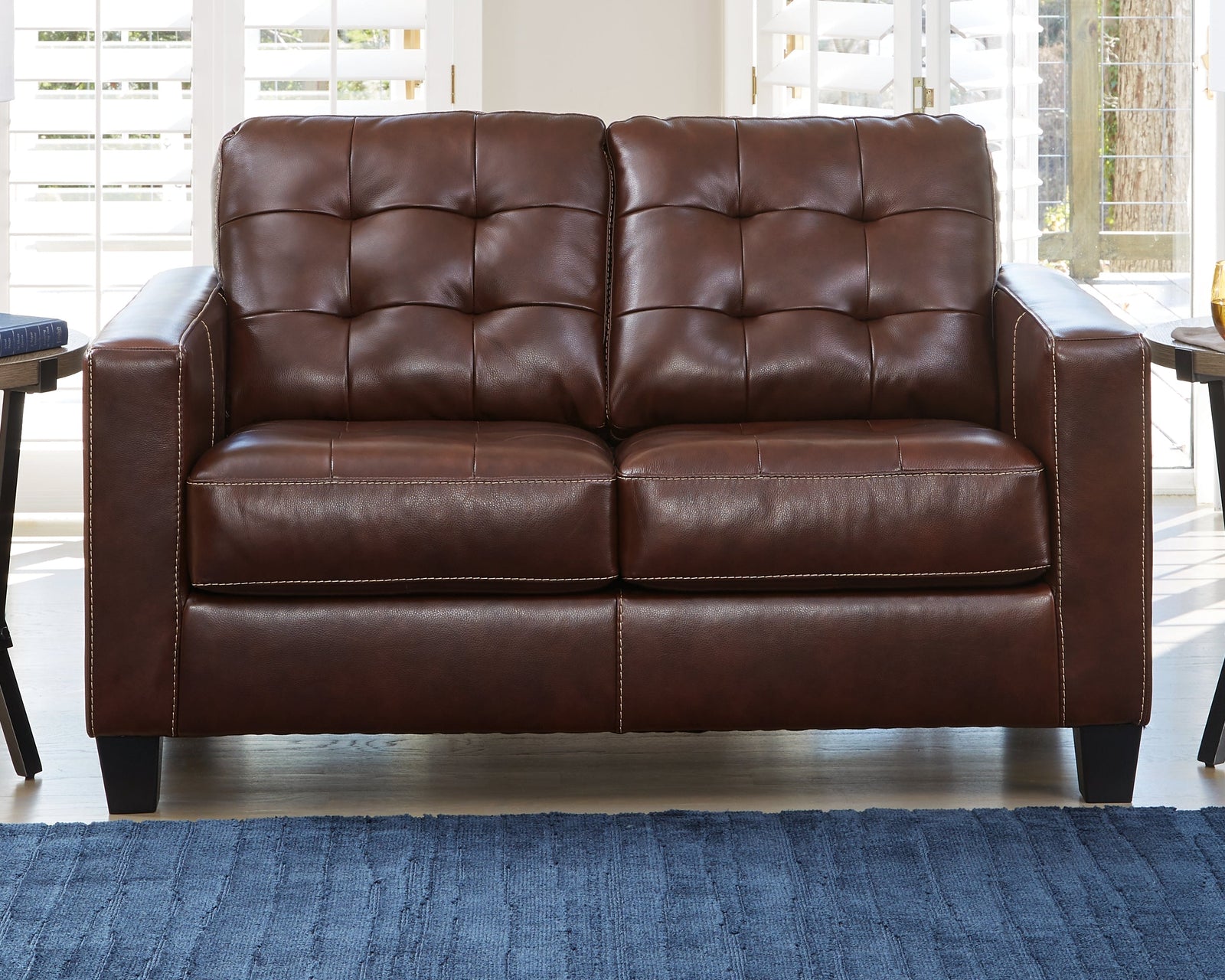 Altonbury Walnut Leather Loveseat