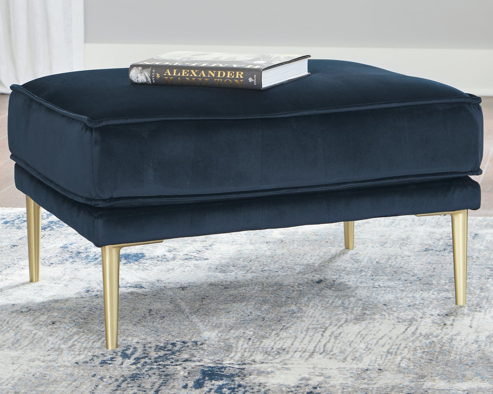 Macleary Navy Velvet Ottoman