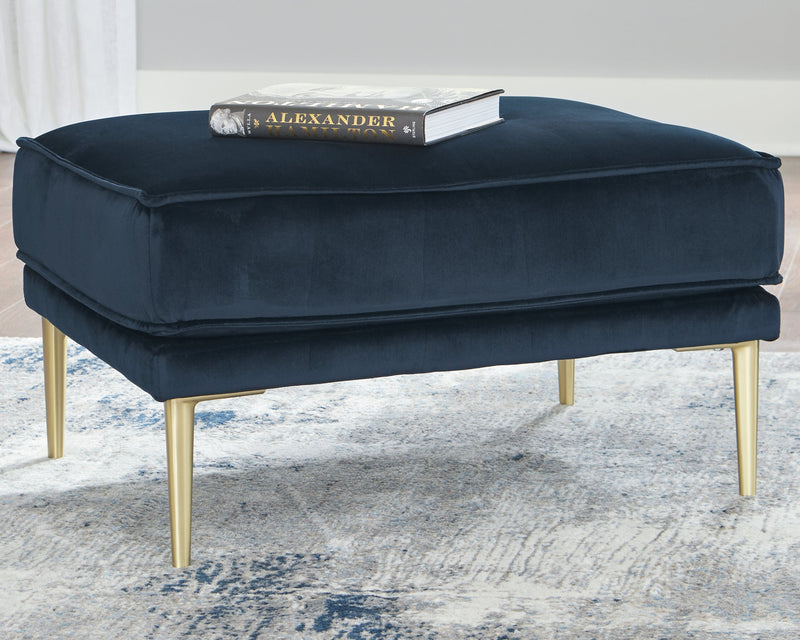 Macleary Navy Velvet Ottoman