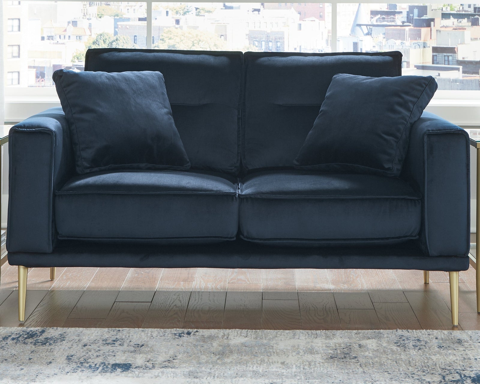 Macleary Navy Velvet Loveseat