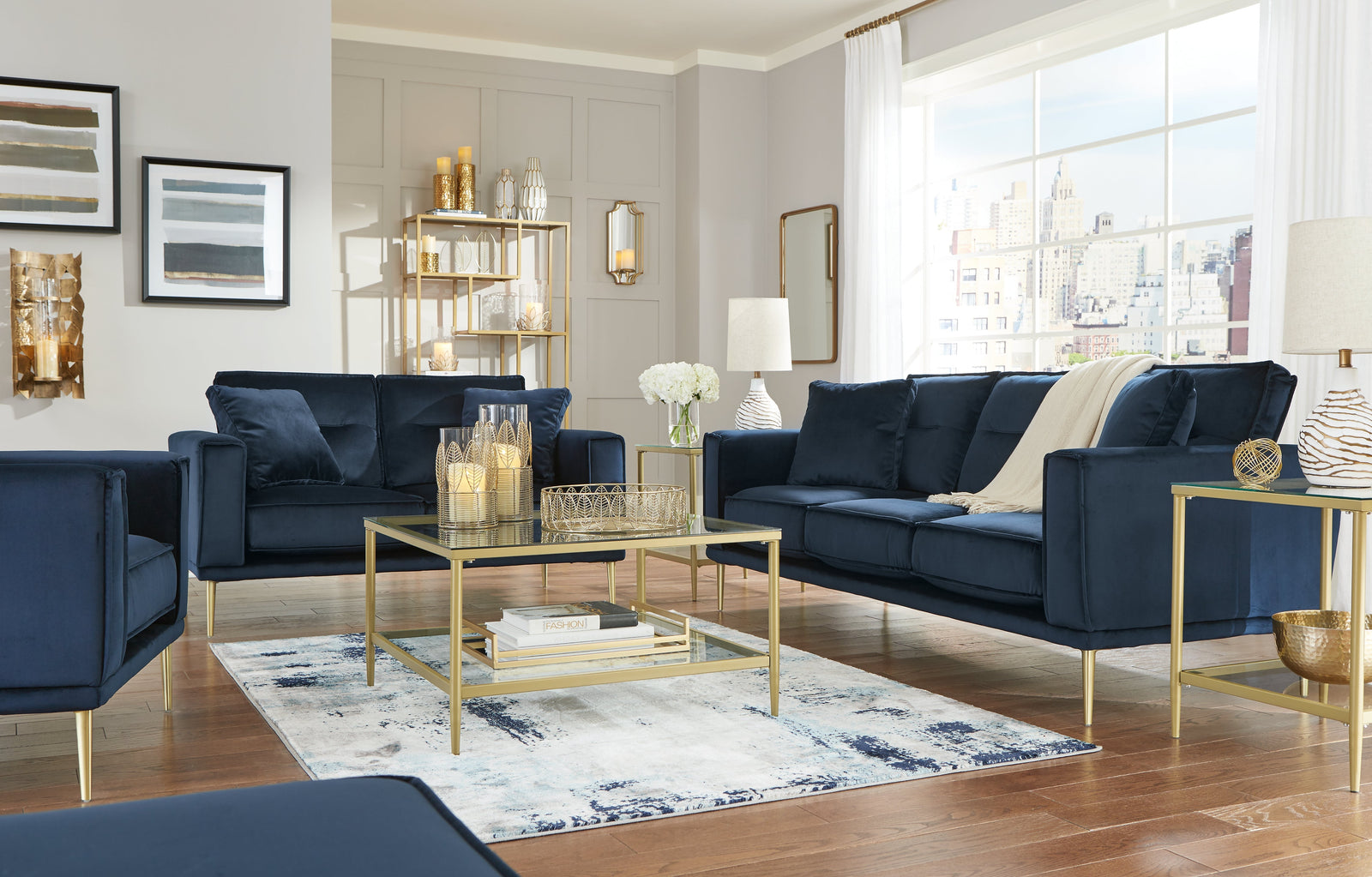 Macleary Navy Sofa Loveseat And Chair