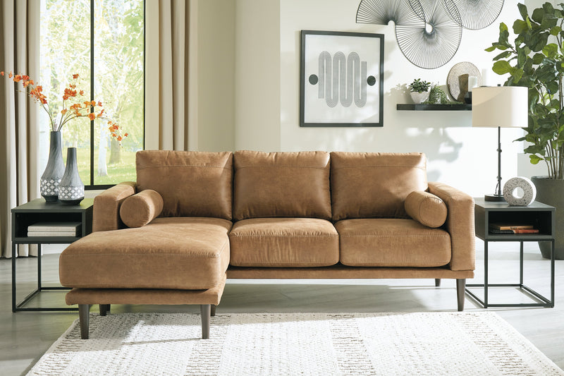 Arroyo Smoke Faux Leather Sofa Chaise