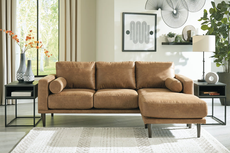 Arroyo Smoke Faux Leather Sofa Chaise