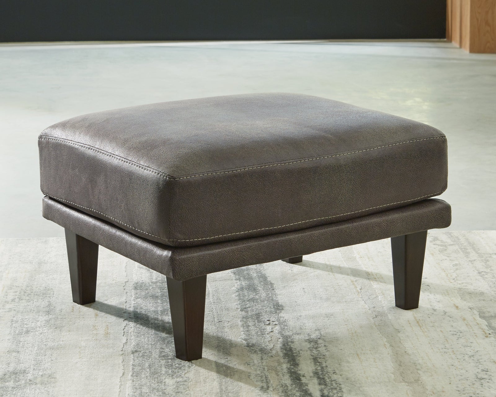 Arroyo Smoke Faux Leather Ottoman