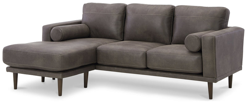 Arroyo Smoke Faux Leather Sofa Chaise