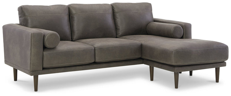 Arroyo Smoke Faux Leather Sofa Chaise