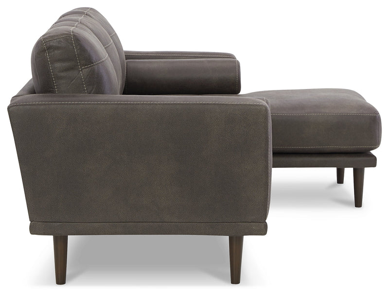 Arroyo Smoke Faux Leather Sofa Chaise