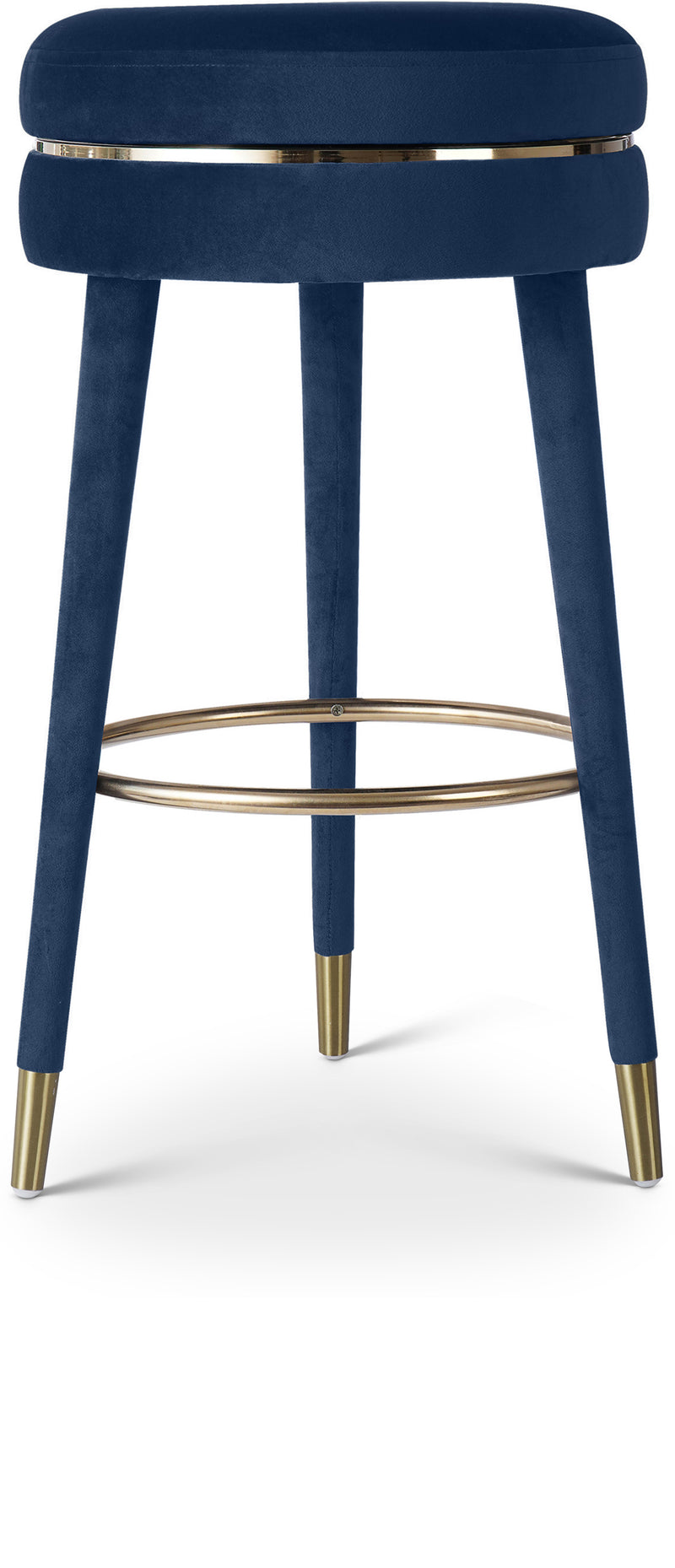 Coral Blue Velvet Swivel Bar Stool