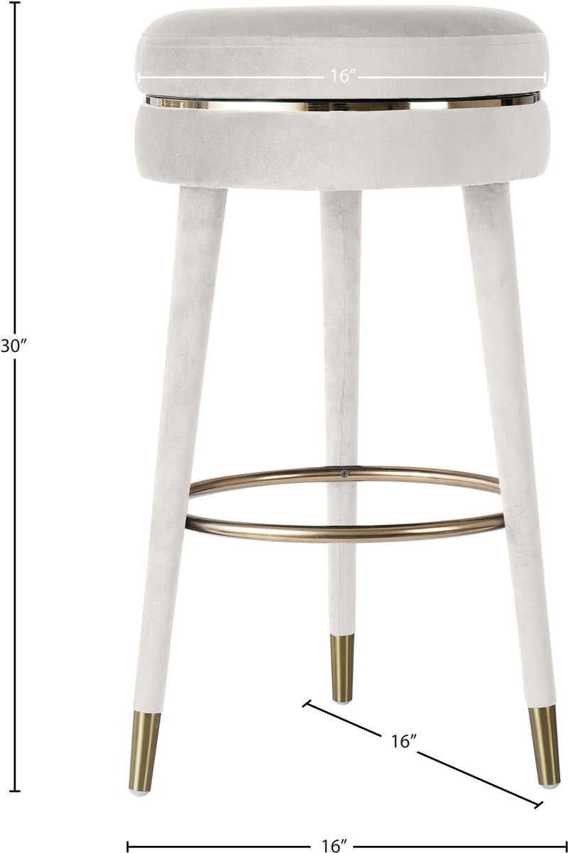 Coral Cream Velvet Swivel Bar Stool