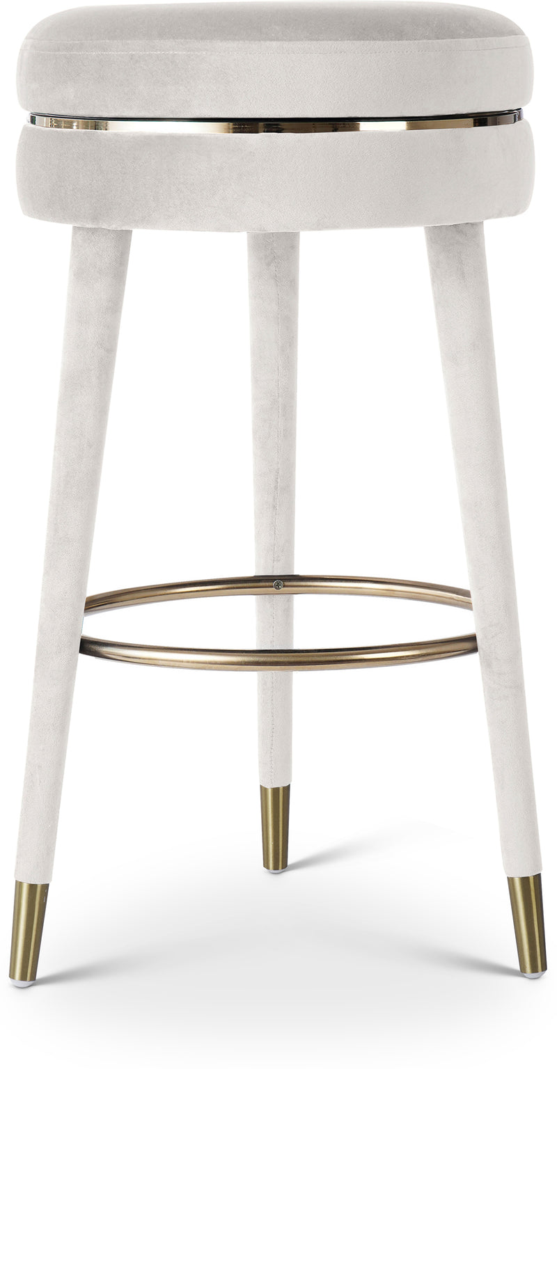 Coral Cream Velvet Swivel Bar Stool