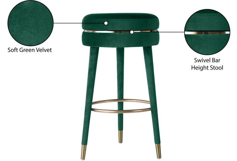 Coral Green Velvet Swivel Bar Stool