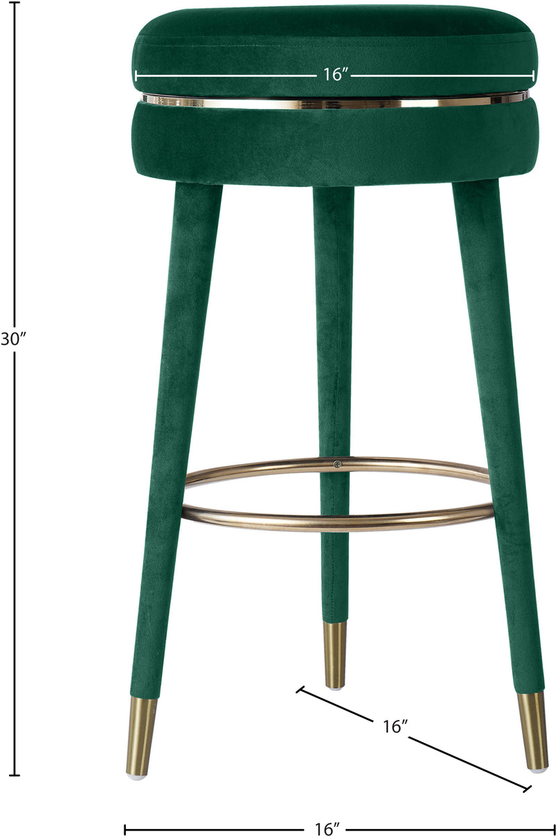 Coral Green Velvet Swivel Bar Stool