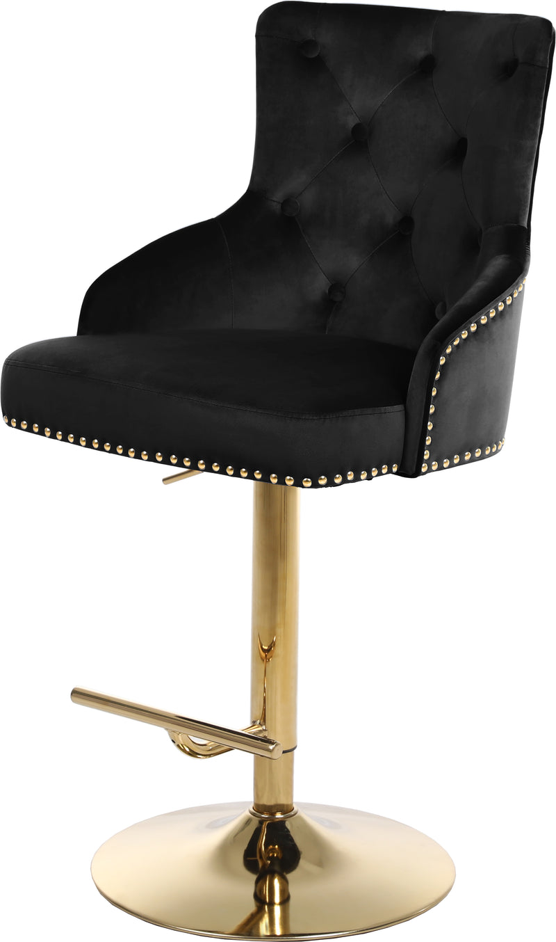 Claude Black Velvet Adjustable Bar | Counter Stool