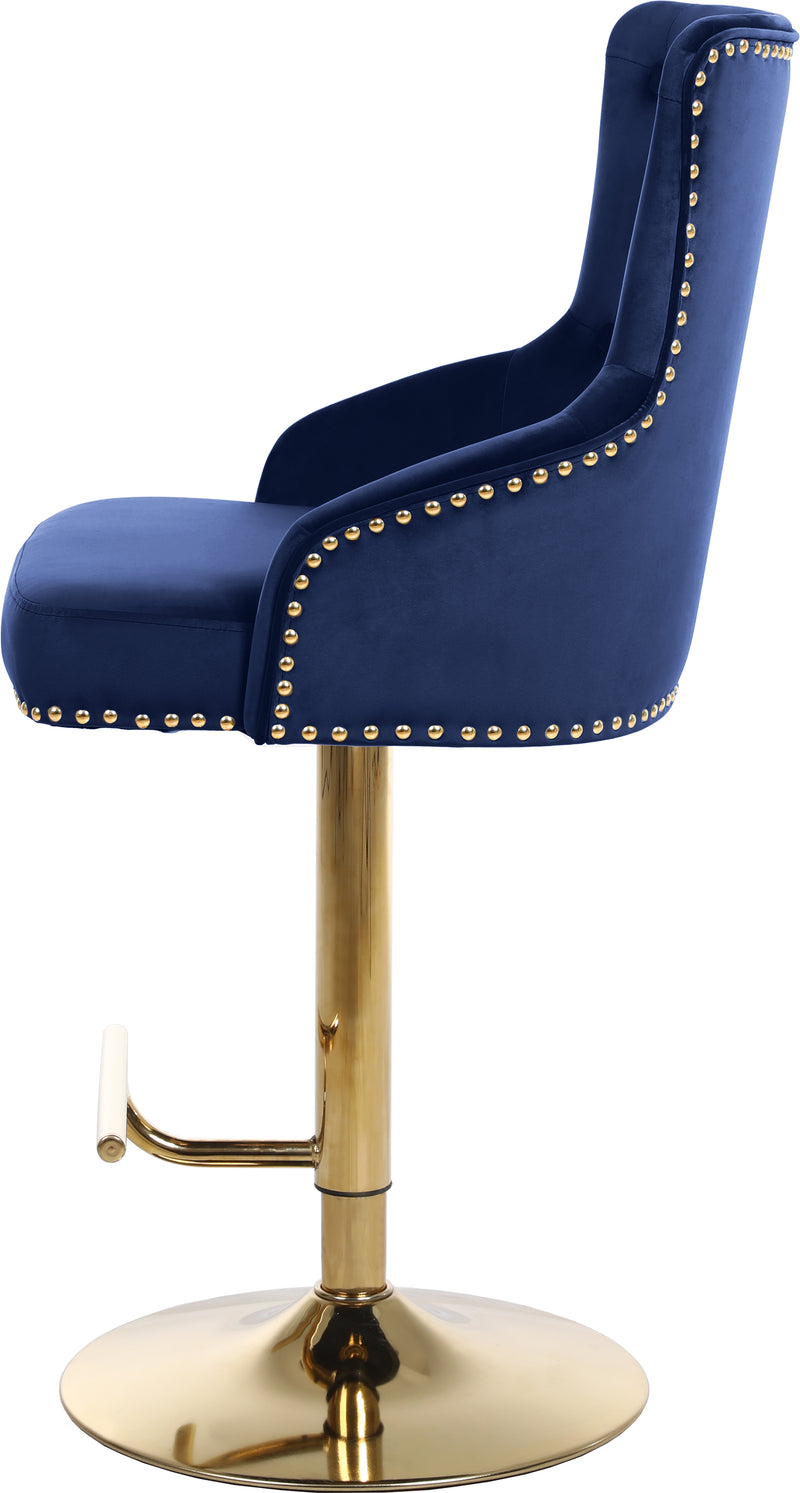 Claude Blue Velvet Adjustable Bar | Counter Stool 713Navy