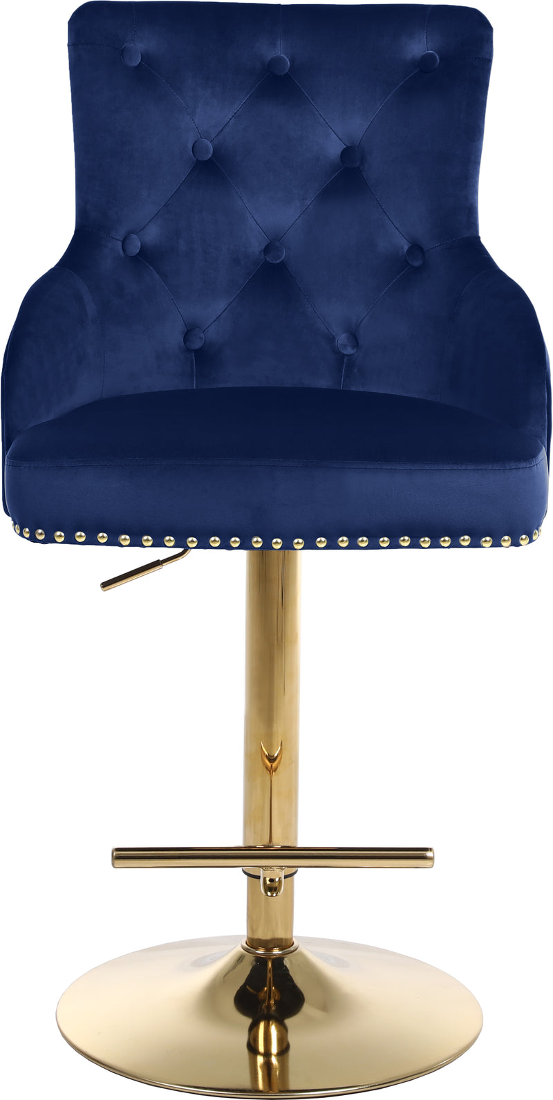 Claude Blue Velvet Adjustable Bar | Counter Stool 713Navy