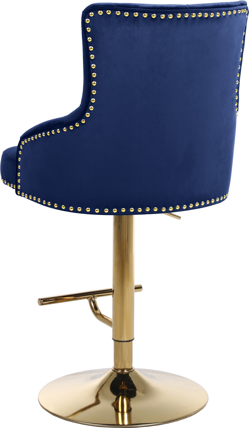 Claude Blue Velvet Adjustable Bar | Counter Stool 713Navy