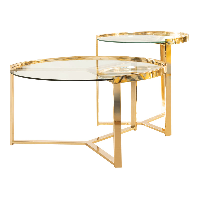 Delia 2 piece Round Nesting Table Clear And Gold