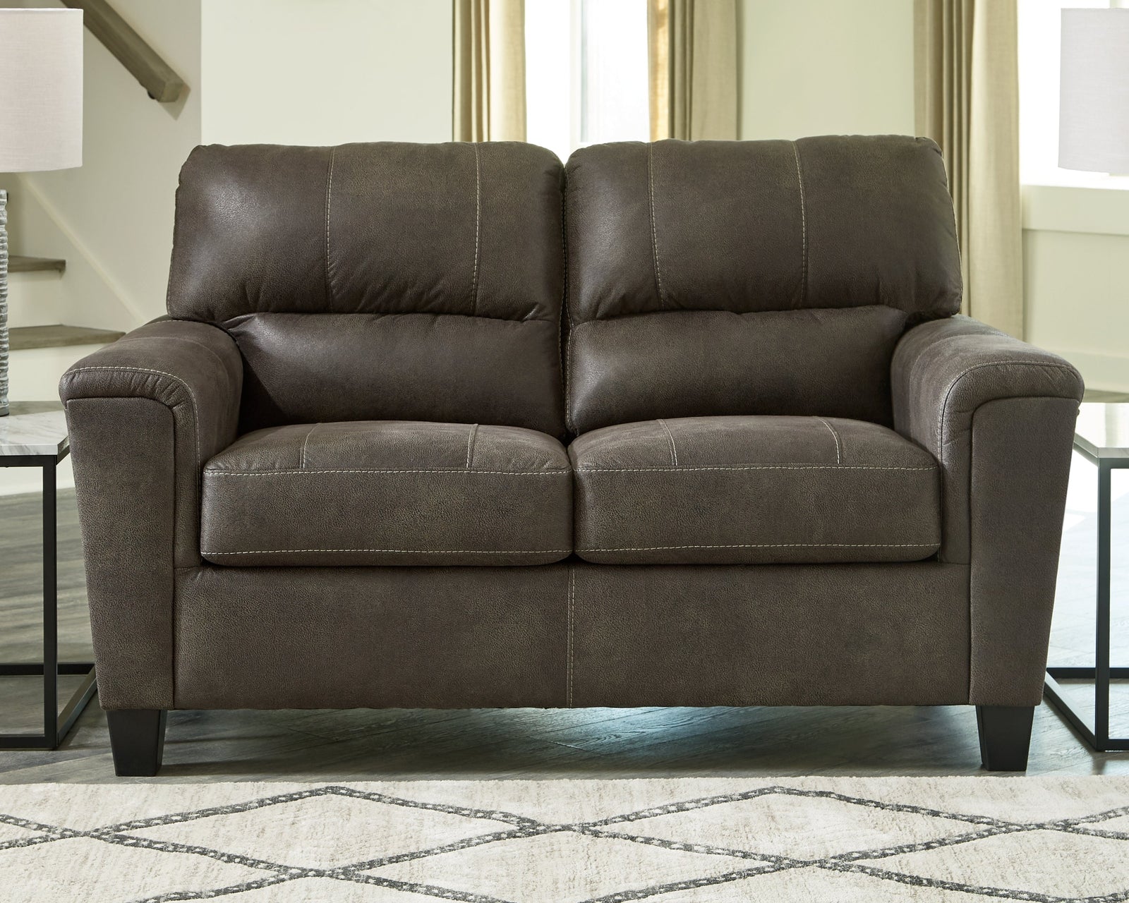 Navi Smoke Faux Leather Loveseat