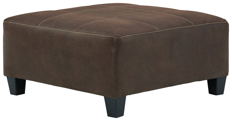 Navi Chestnut Faux Leather Oversized Accent Ottoman