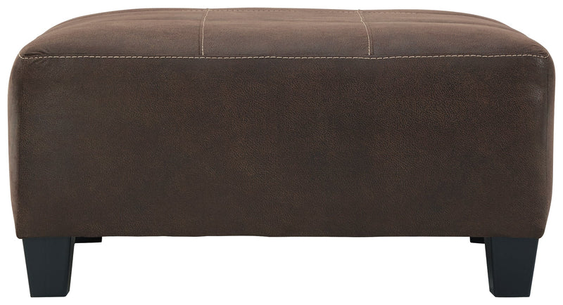 Navi Chestnut Faux Leather Oversized Accent Ottoman