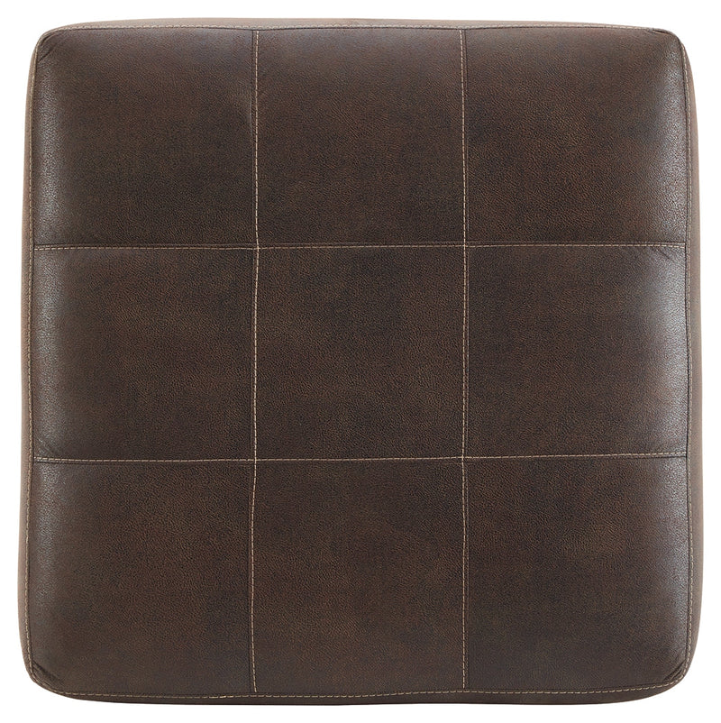 Navi Chestnut Faux Leather Oversized Accent Ottoman