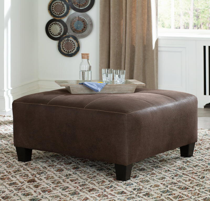 Navi Chestnut Faux Leather Oversized Accent Ottoman