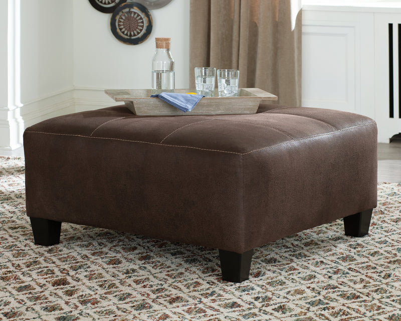 Navi Chestnut Faux Leather Oversized Accent Ottoman