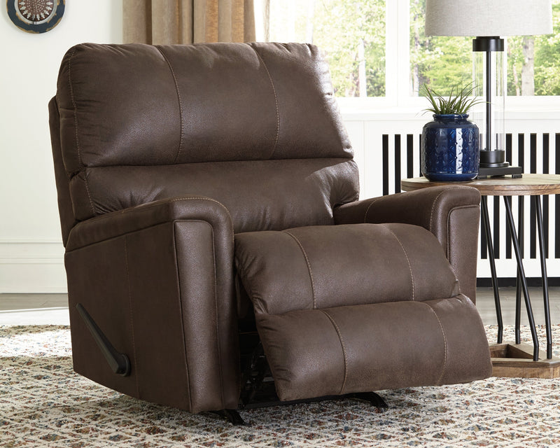 Navi Smoke Faux Leather Recliner