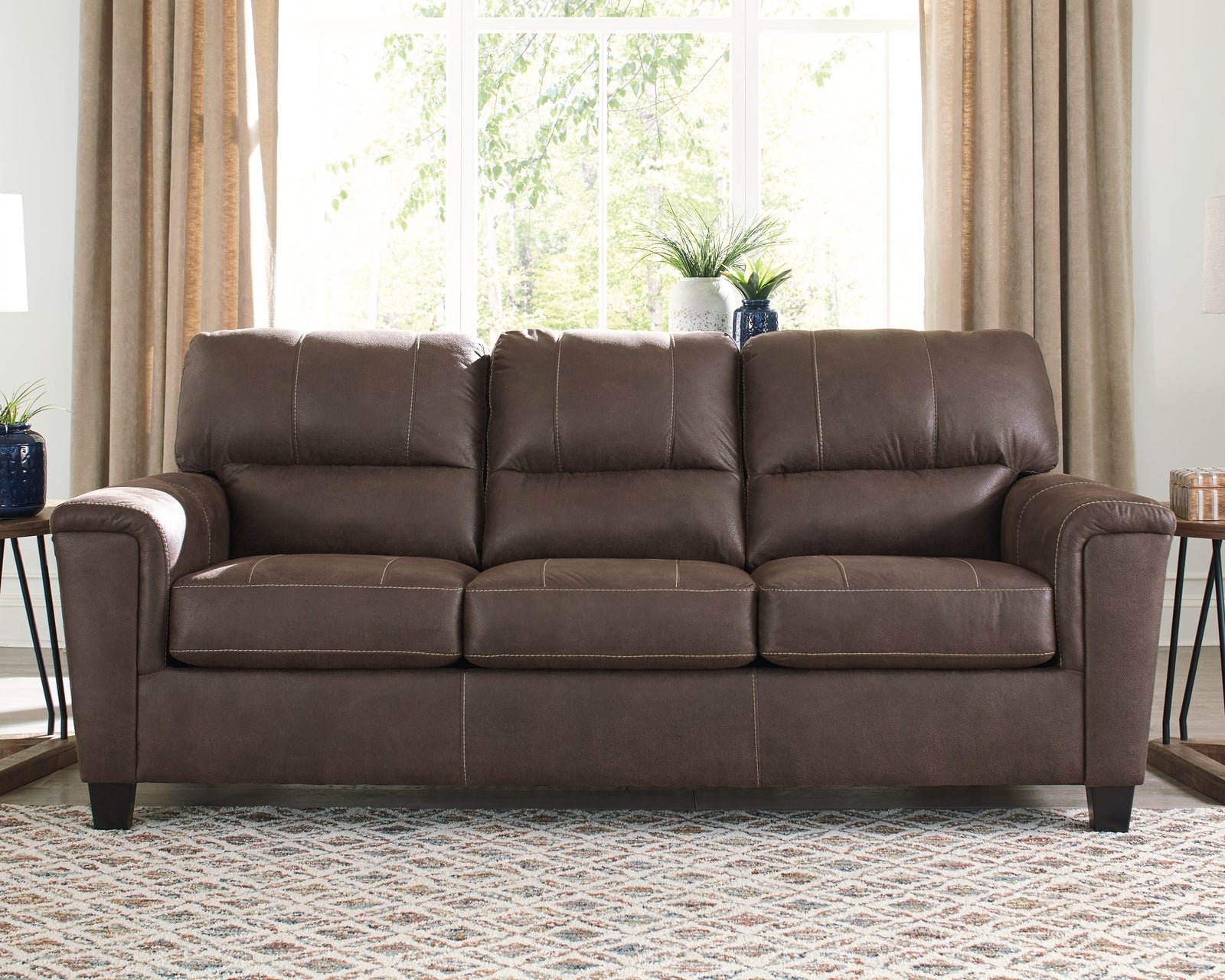 Navi Chestnut Faux Leather Sofa