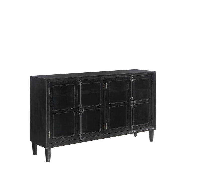 Mapleton 4 door Accent Cabinet Black