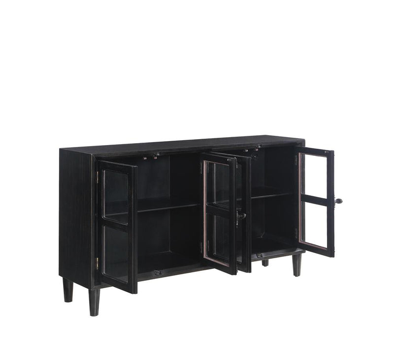 Mapleton 4 door Accent Cabinet Black