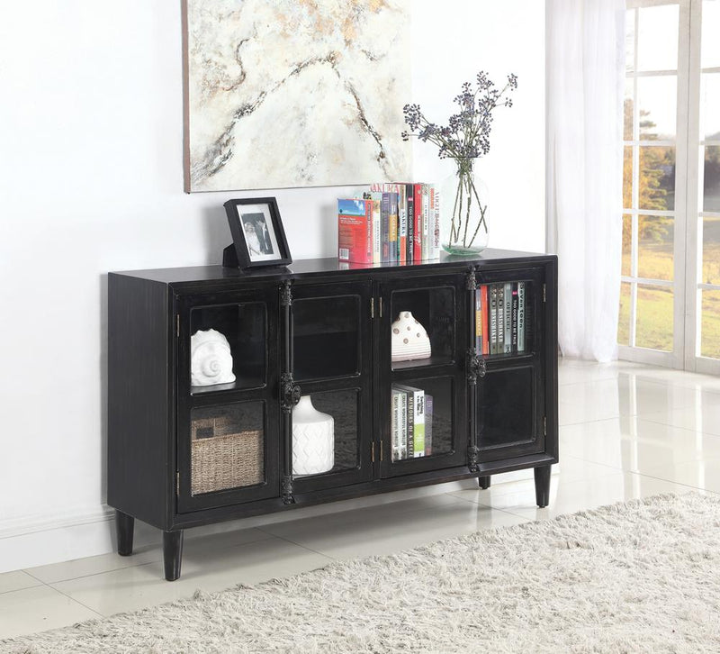 Mapleton 4 door Accent Cabinet Black