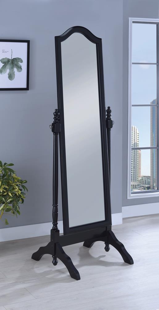 Cabot Rectangular Cheval Mirror With Arched Top Black