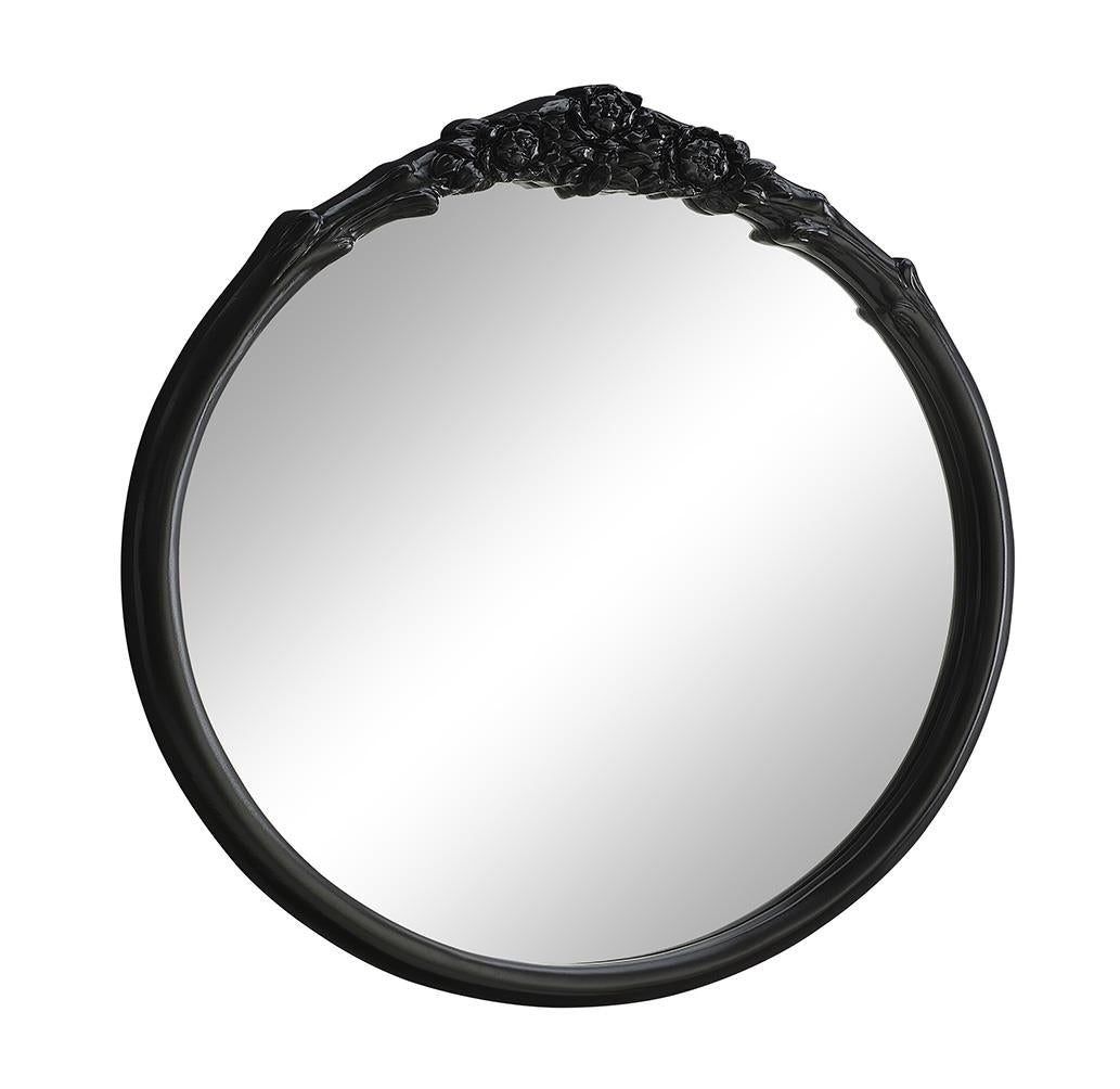 Sylvie 30 x 31 Inch French Provincial Wall Mirror Black