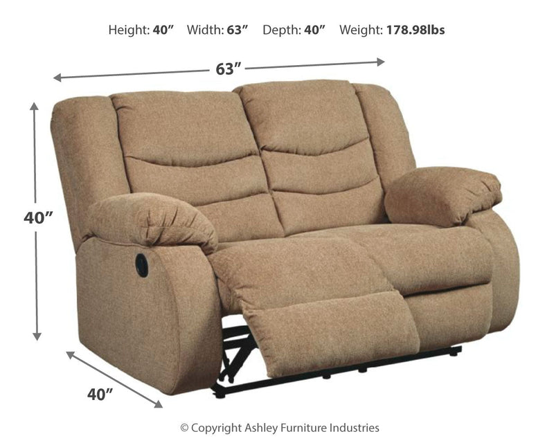 Tulen Mocha Chenille Reclining Loveseat