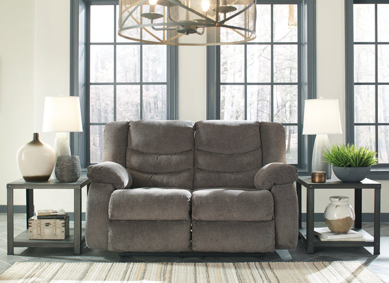 Tulen Gray Chenille Reclining Loveseat