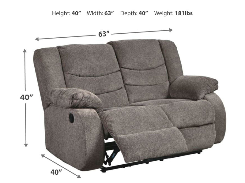 Tulen Gray Chenille Reclining Loveseat