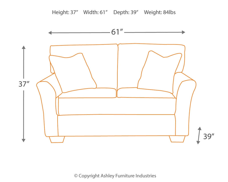 Tibbee Slate Chenille Loveseat