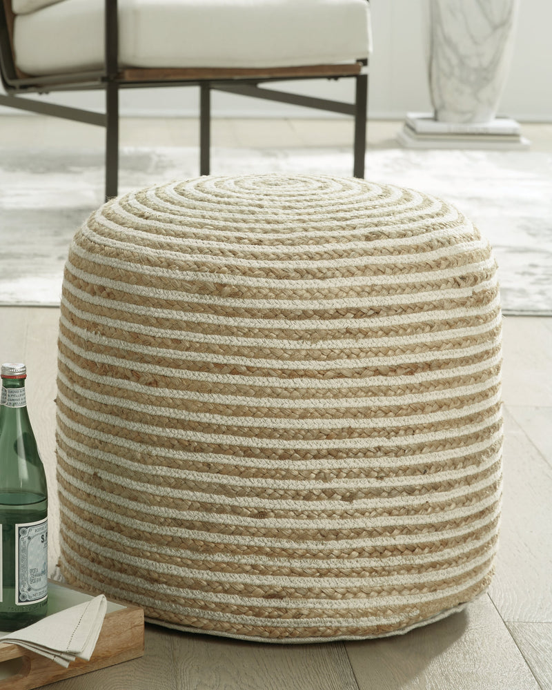 Aildon Natural White Pouf