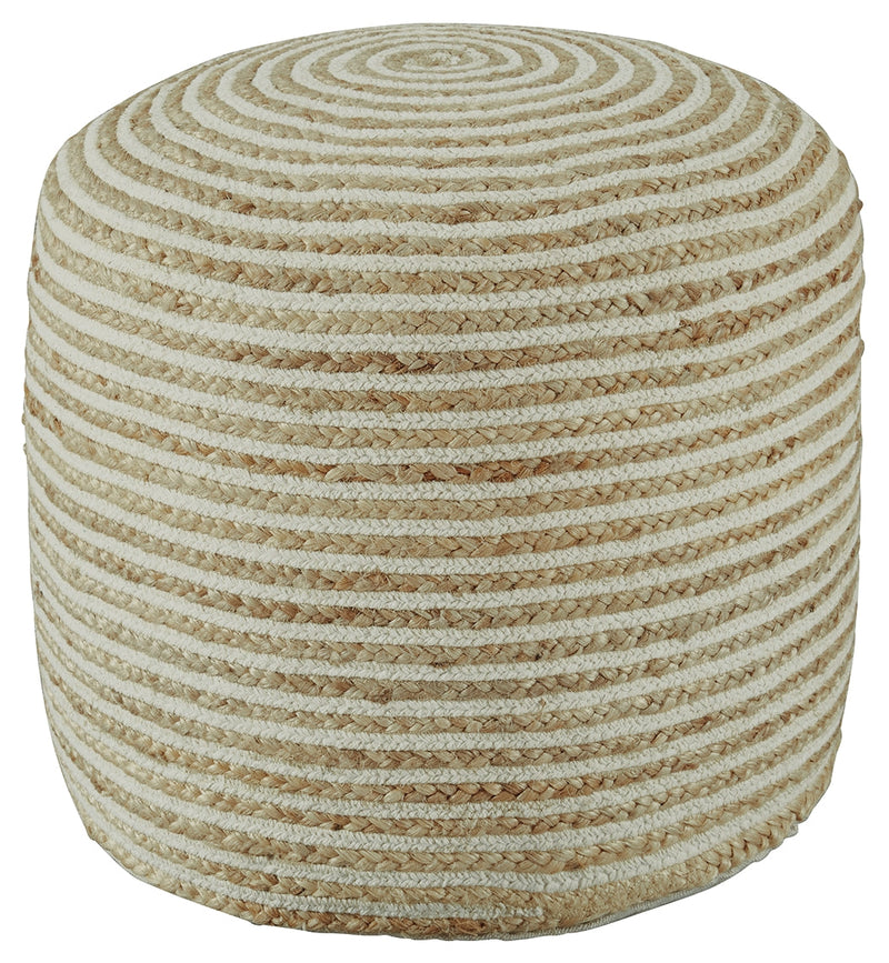 Aildon Natural White Pouf